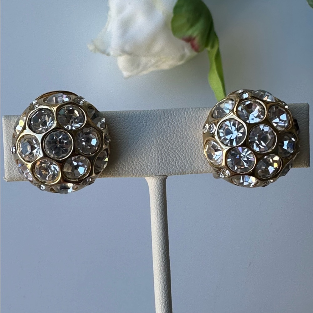 Authentic VTG Christian Dior Earrings Crystal Clip On Earrings - Picture 3 of 7